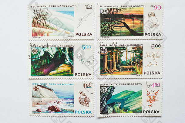 乌日哥罗德乌克兰约集合邮资邮票印刷波兰显示本地的自然公园约