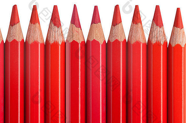 <strong>红</strong>色的铅笔孤立的白色背景颜色<strong>蜡笔</strong>