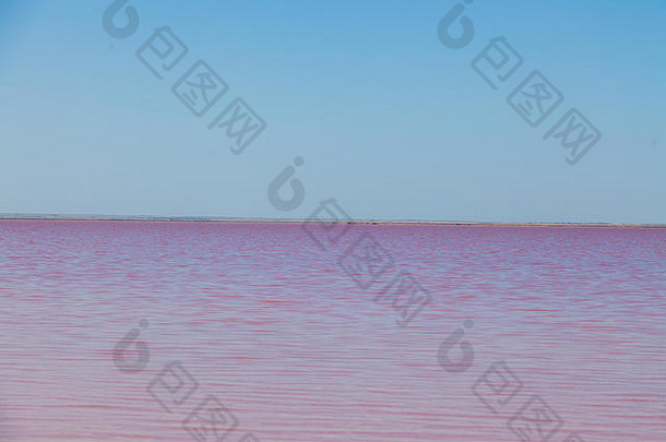 盐湖景观水粉红色的蓝色的海