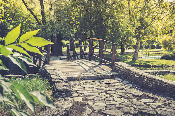木桥自然自然古董背景