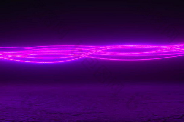 电脑生成的波浪霓虹灯行难看的东西表面呈现摘要背景虚拟现实