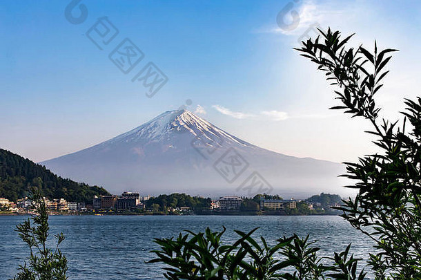 fujikawaguchiko日本一般视图山富士湖川口日本的山富士赢了联合国教科文组织世界遗产状态