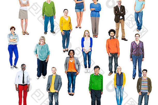 集团多民族多样化的色彩斑斓的人