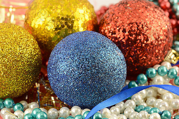 圣诞节背景一年球珍珠集