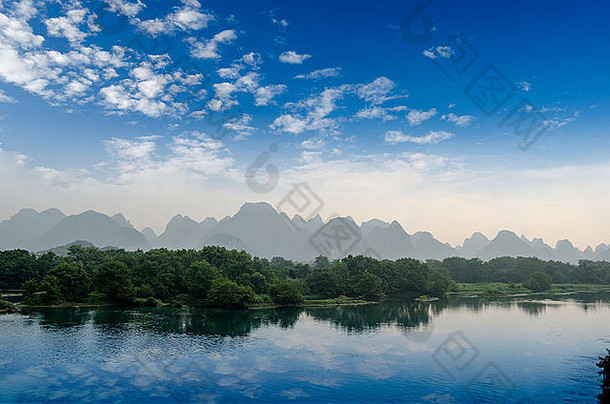 日落农村景观桂林中国