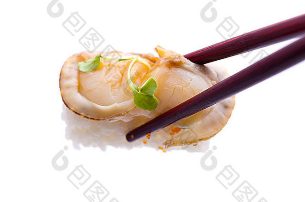 寿司筷子白色背景