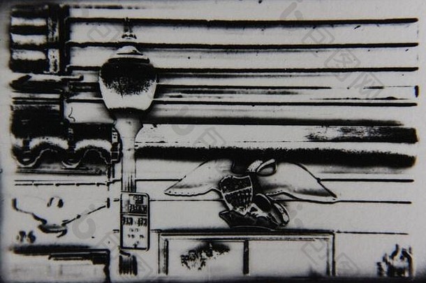 细古董黑色的白色极端的摄影街灯站街