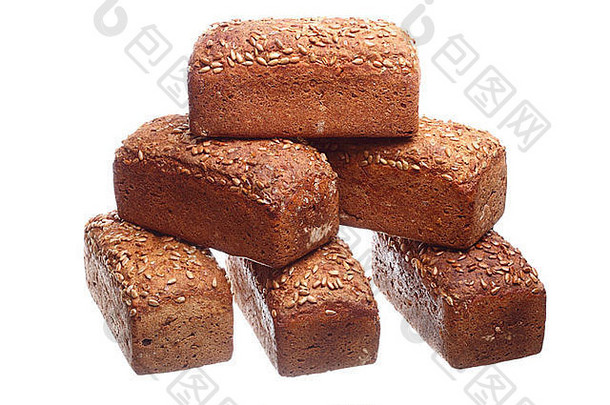 小麦传统的面包孤立的白色背景食物