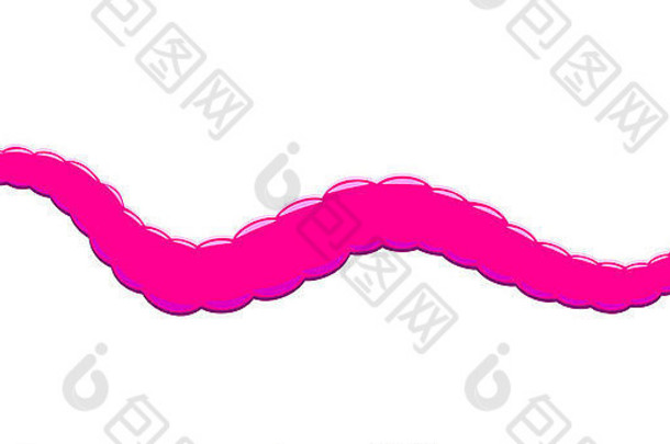 粉红色的蠕虫白色背景插图
