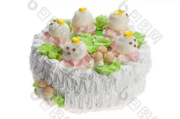 糕点食物蛋糕甜点糖衣甜蜜的零食糖糖果白色美食孤立的装饰巧克力背景地壳