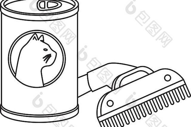 梳子宠物食物猫孤立的图标