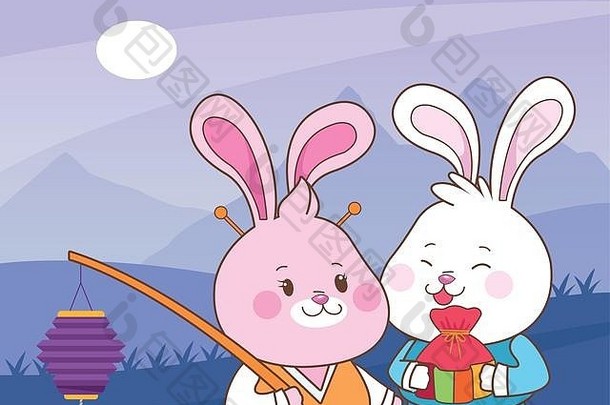 兔子中期秋天节日漫画