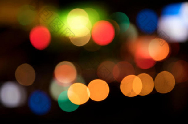 模糊的背景图像散焦色彩斑斓的摘要城市街灯晚上