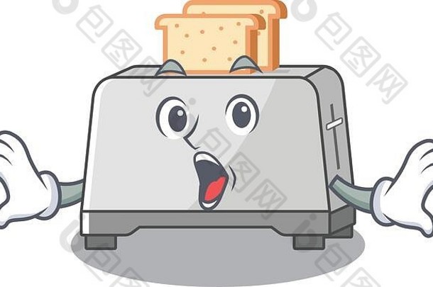 面包烤面包机吉祥物设计概念惊讶手势