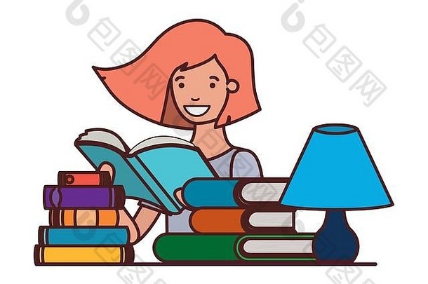 学生女孩阅读书手