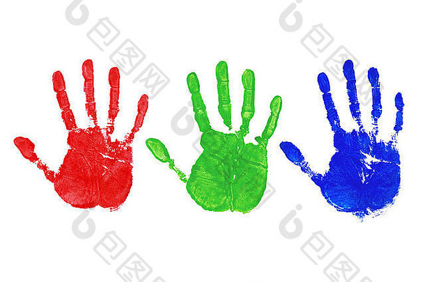 手打印红色的绿色蓝色的颜色编码个人颜色