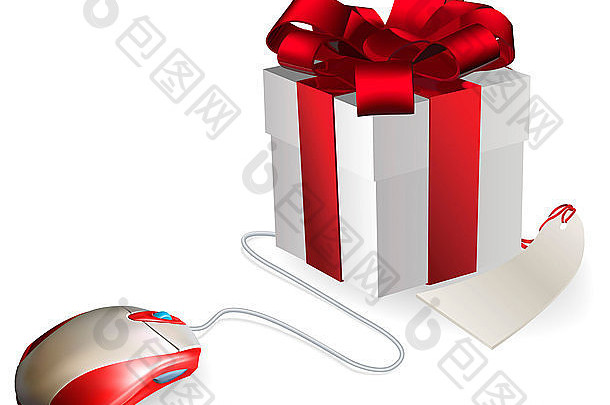 鼠标附加礼物概念购买礼物在线购物礼物冲浪网络购买在线