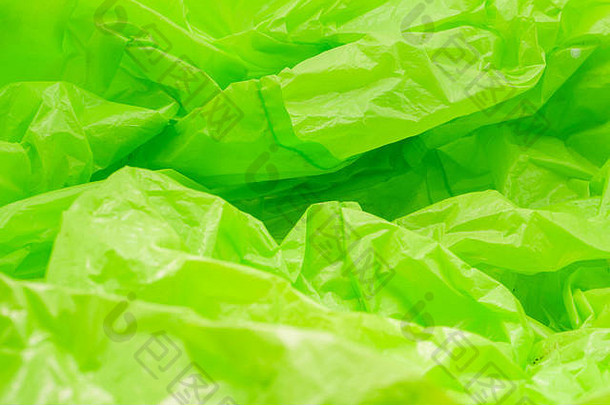 绿色塑料袋纹理摘要皱纹背景塑料垃圾