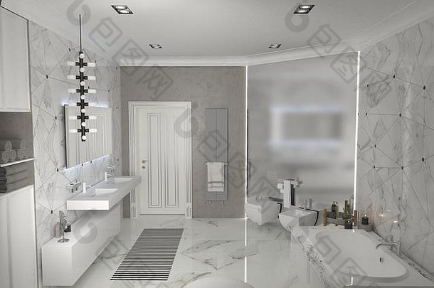 浴室室内可视化插图