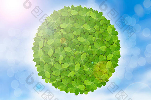 绿色圆使绿色叶子象征生态友好的绿色横幅