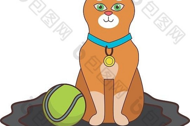 可爱的猫网球球