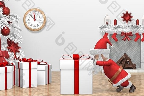 圣诞老人老人推礼物圣诞老人老人圣诞节礼物圣诞节树呈现