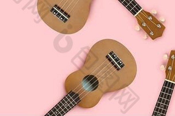 模式使夏威夷吉他粉红色的柔和的背景横幅的地方设计