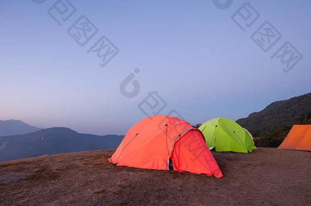 帐篷集集团野营安纳普尔纳峰地区尼泊尔