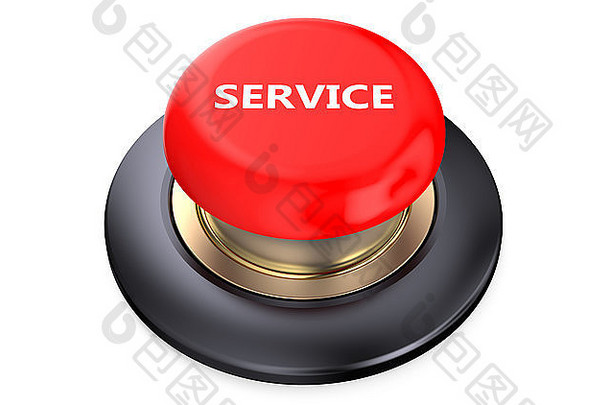服务红色的按钮孤立的白色背景