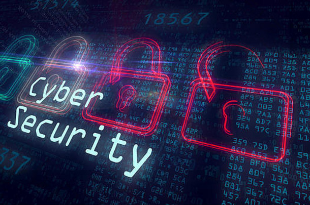 网络安全安全互联网红色的绿色挂锁数字背景