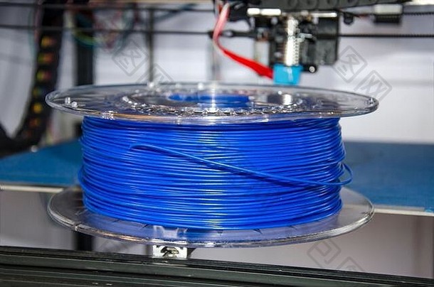 视图线圈蓝色的塑料印刷打印机背景塑料印刷蓝色的塑料灯丝ABS<strong>解放军</strong>线圈