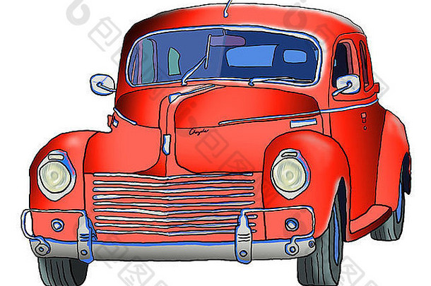 插图古董橙色热杆车