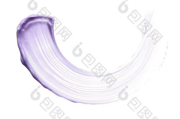 紫色的化妆涂片唇光泽孤立的白色背景紫色的奶油纹理孤立的白色背景