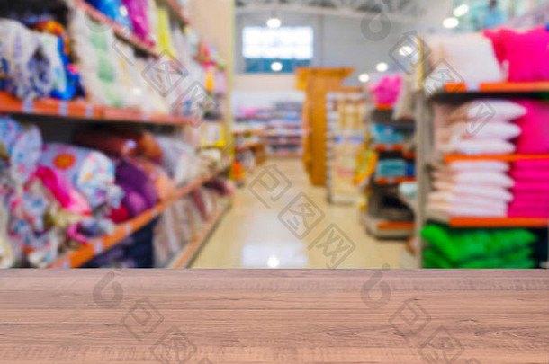 棕色（的）木空表格前面模糊Diy超市背景模拟显示产品