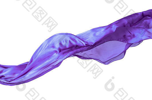 光滑的紫色的透明的布孤立的白色背景纹理飞行织物
