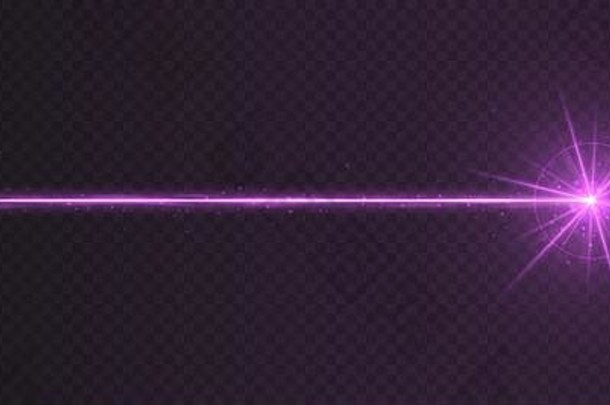 紫色的激光梁光效果孤立的透明的背景