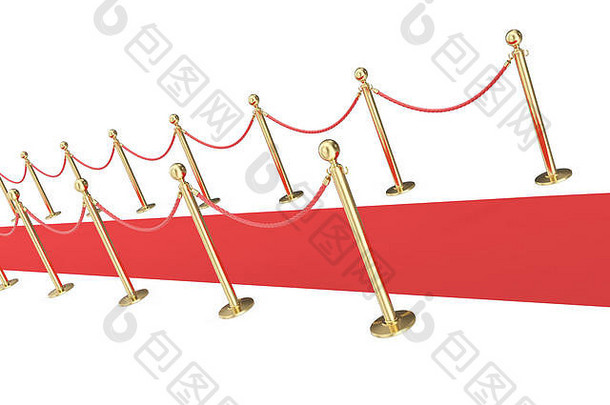 红色的事件地毯孤立的白色背景黄金障碍插图