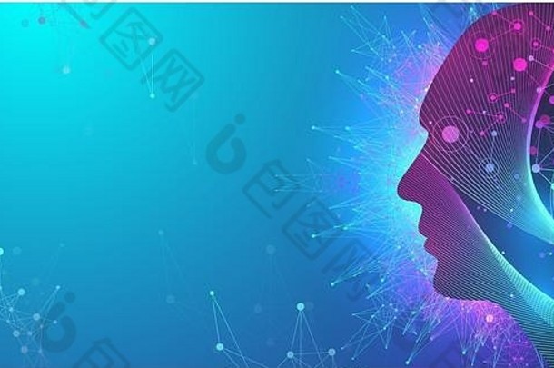 人工情报人形头神经网络认为人工情报机学习概念人形大脑神经
