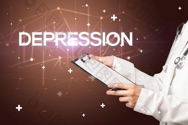 医生填满医疗记录抑郁症登记医疗概念