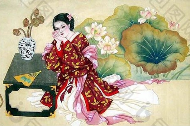 美丽的古董东方中国人艺术