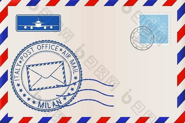 信封米兰邮票国际邮件邮资邮戳邮票