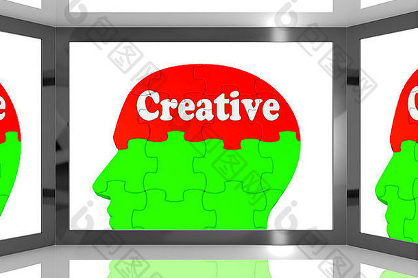 有创意的大脑屏幕显示人类创造力创新
