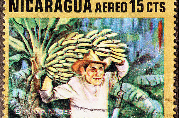 农民携带<strong>香蕉</strong>邮资邮票尼加拉瓜