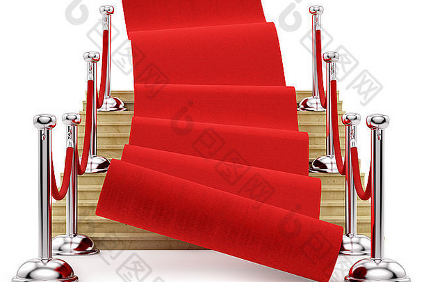 红色的地毯滚动楼梯