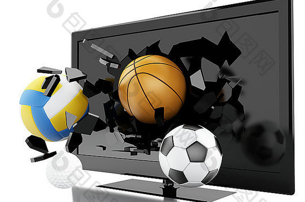 渲染器插图体育运动球打破屏幕生活体育概念