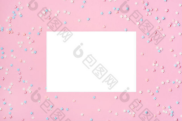 星星五彩纸屑粉红色的背景