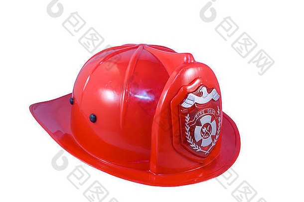 红色的消防队员头盔孤立的白色背景