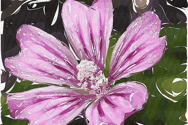 淡紫色花花瓣雄蕊数字治疗模仿绘画插图电脑前景