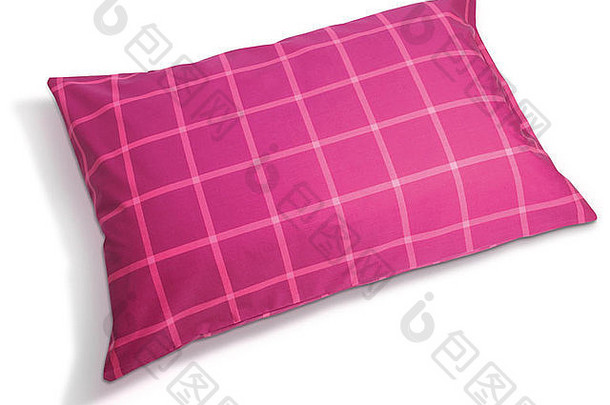 粉红色的缓冲枕头孤立的白色剪裁路径