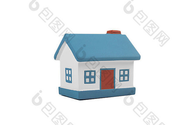小房子蓝色的屋顶白色背景